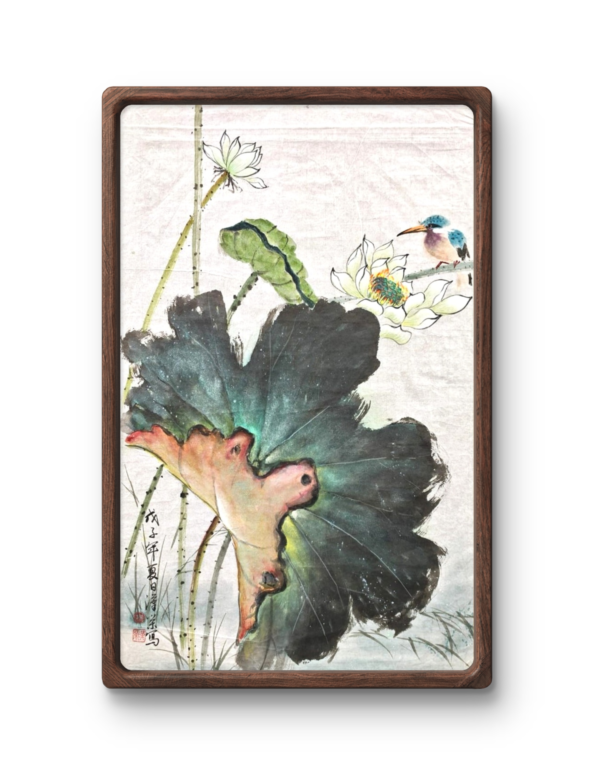 荷荡凝翠 Kingfisher on Lotus